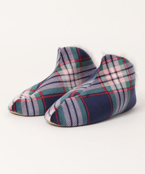 KID BLUE(キッドブルー)の「キッドブルー -22シャギータータンチェック -ルームシューズ -KGTW247 -kidblue(ルームシューズ/スリッパ・レディース・ネイビー/アイボリー・-)」の2枚目の写真