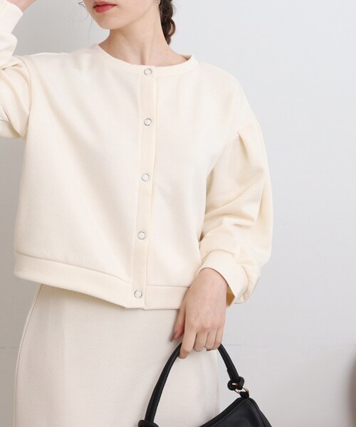 Cutie Blonde（キューティーブロンド）の「◆キルテイング前後2WAYプルオーバー（カーディガン/ボレロ・レディース・アイボリー/ブラック/黄緑系・00）」の2枚目の写真