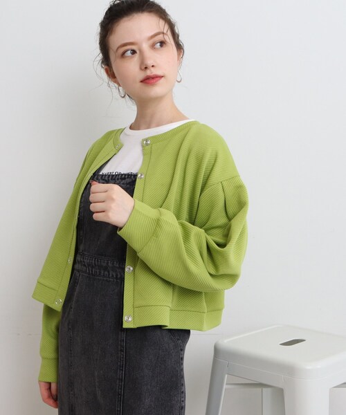 Cutie Blonde（キューティーブロンド）の「◆キルテイング前後2WAYプルオーバー（カーディガン/ボレロ・レディース・アイボリー/ブラック/黄緑系・00）」の20枚目の写真