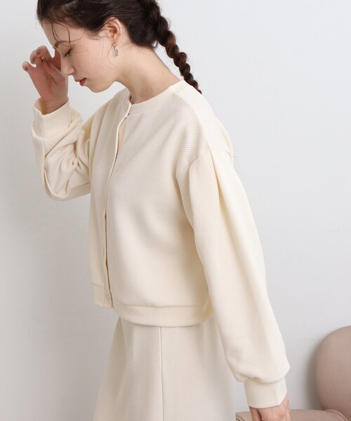 Cutie Blonde（キューティーブロンド）の「◆キルテイング前後2WAYプルオーバー（カーディガン/ボレロ・レディース・アイボリー/ブラック/黄緑系・00）」の13枚目の写真