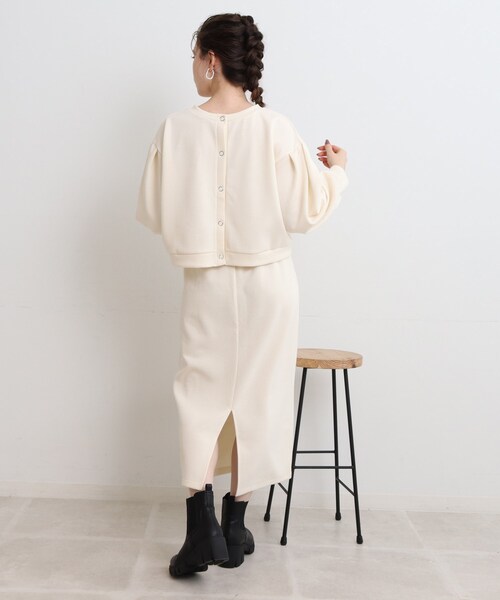 Cutie Blonde（キューティーブロンド）の「◆キルテイング前後2WAYプルオーバー（カーディガン/ボレロ・レディース・アイボリー/ブラック/黄緑系・00）」の16枚目の写真