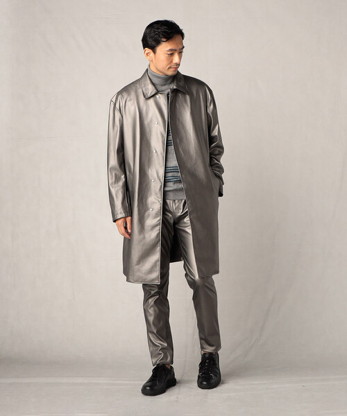 COMME CA MEN(コムサメン)の「とんびコート(ステンカラーコート・メンズ・ブラック/グレー・FREE)」の6枚目の写真