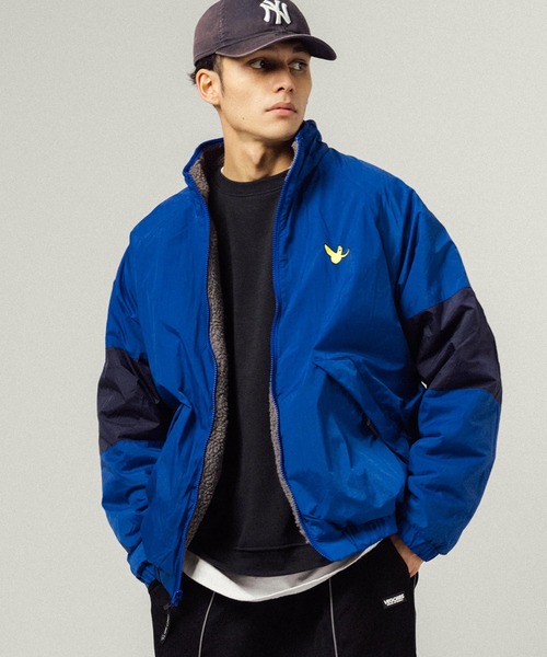 (What it isNt)ART BY MARKGONZALES(ワットイットイズント)の「Mark Gonzales オーバーサイズ リバーシブルスタンドカラーボアフリースジャケット(ブルゾン・メンズ・ベージュ/ブルー/グレー/オフホワイト/ブラック・M/L/XL)」の9枚目の写真