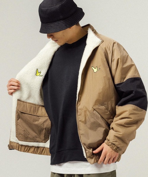 (What it isNt)ART BY MARKGONZALES(ワットイットイズント)の「Mark Gonzales オーバーサイズ リバーシブルスタンドカラーボアフリースジャケット(ブルゾン・メンズ・ベージュ/ブルー/グレー/オフホワイト/ブラック・M/L/XL)」の17枚目の写真