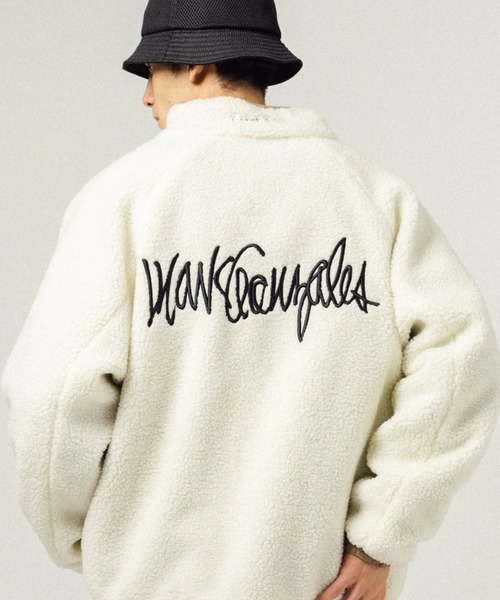 (What it isNt)ART BY MARKGONZALES(ワットイットイズント)の「Mark Gonzales オーバーサイズ リバーシブルスタンドカラーボアフリースジャケット(ブルゾン・メンズ・ベージュ/ブルー/グレー/オフホワイト/ブラック・M/L/XL)」の14枚目の写真