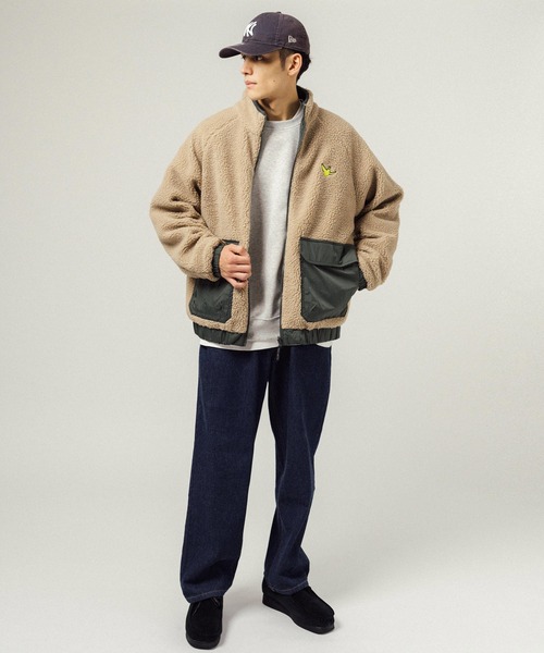 (What it isNt)ART BY MARKGONZALES(ワットイットイズント)の「Mark Gonzales オーバーサイズ リバーシブルスタンドカラーボアフリースジャケット(ブルゾン・メンズ・ベージュ/ブルー/グレー/オフホワイト/ブラック・M/L/XL)」の22枚目の写真