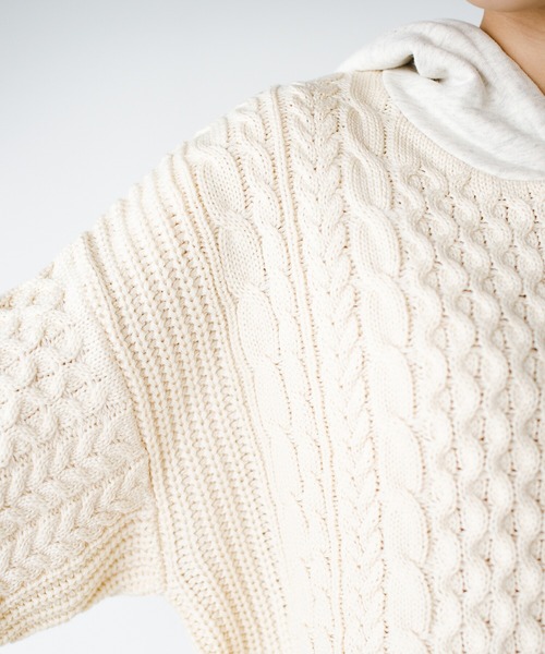 haco!(ハコ)の「かわいげもかっこよさも!スウェットとニットのいいとこどりケーブルニットパーカー YEAH RIGHT!! for haco!(パーカー・レディース・アイボリー・1/2)」の21枚目の写真