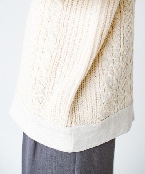 haco!(ハコ)の「かわいげもかっこよさも!スウェットとニットのいいとこどりケーブルニットパーカー YEAH RIGHT!! for haco!(パーカー・レディース・アイボリー・1/2)」の17枚目の写真