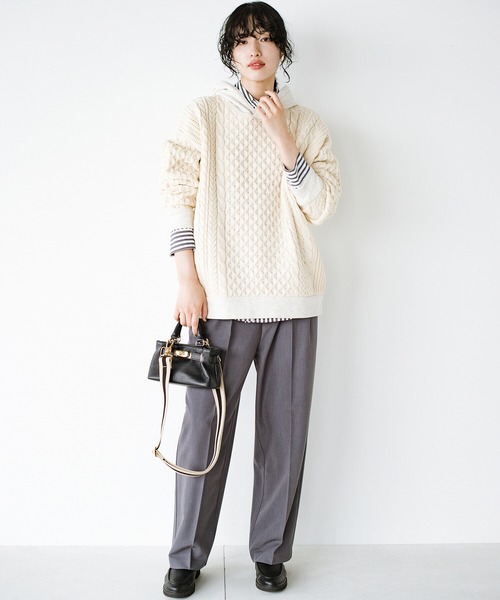 haco!(ハコ)の「かわいげもかっこよさも!スウェットとニットのいいとこどりケーブルニットパーカー YEAH RIGHT!! for haco!(パーカー・レディース・アイボリー・1/2)」の20枚目の写真