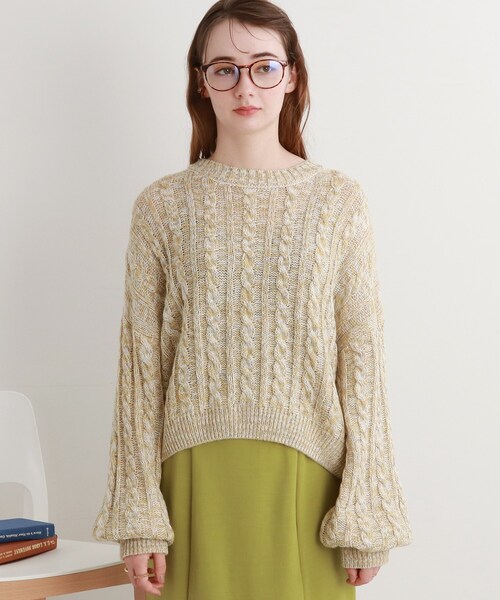 Cutie Blonde（キューティーブロンド）の「◆MIXラメケーブルニットプルオーバー（ニット/セーター・レディース・ピンク系/グレー/ブルー/レモンイエロー・00）」の5枚目の写真