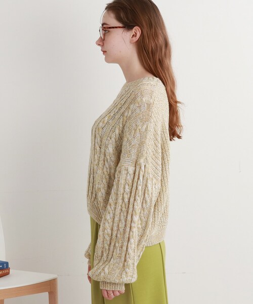 Cutie Blonde（キューティーブロンド）の「◆MIXラメケーブルニットプルオーバー（ニット/セーター・レディース・ピンク系/グレー/ブルー/レモンイエロー・00）」の6枚目の写真