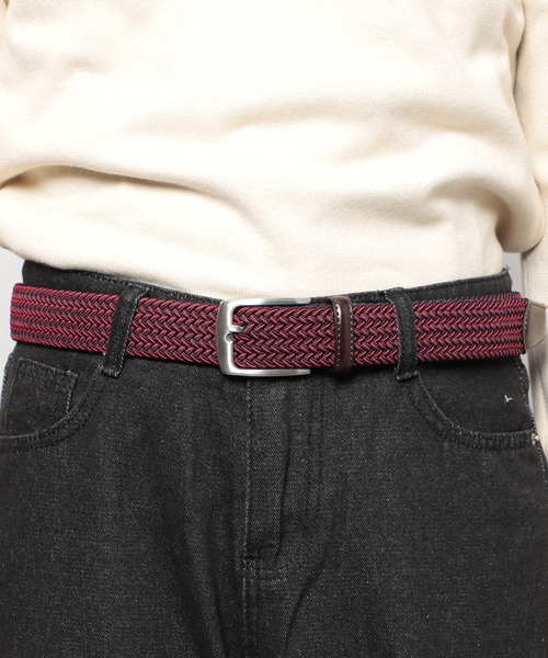 FORECAST（フォーキャスト）の「【FORECAST】ストレッチメッシュベルト シルバーバックル フェイクレザー ギフト 7002（ベルト・メンズ・ネイビー/レッド/ブラック・FREE）」の4枚目の写真