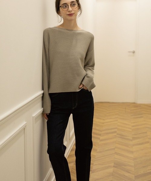 OPAQUE.CLIP（オペークドットクリップ）の「◆ファインゲージ ボートネックニット（ニット/セーター・レディース・グレー系4/ホワイト系8/イエロー/グレー系その他/ベージュ/ブルー・40/36/38/42/34）」の19枚目の写真