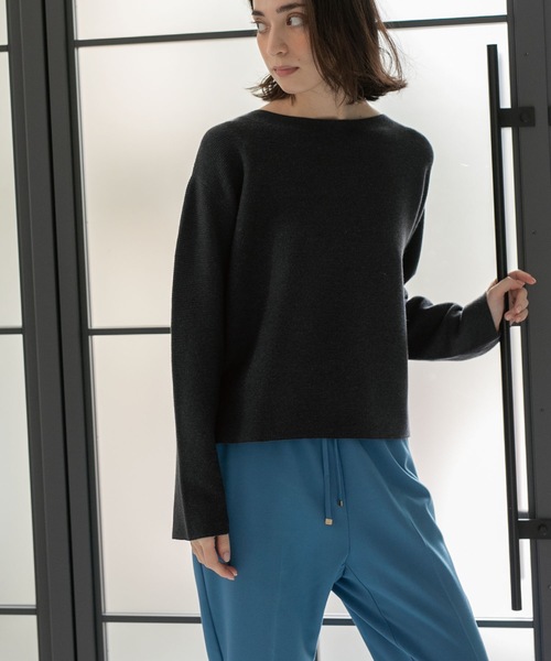 OPAQUE.CLIP（オペークドットクリップ）の「◆ファインゲージ ボートネックニット（ニット/セーター・レディース・グレー系4/ホワイト系8/イエロー/グレー系その他/ベージュ/ブルー・40/36/38/42/34）」の13枚目の写真