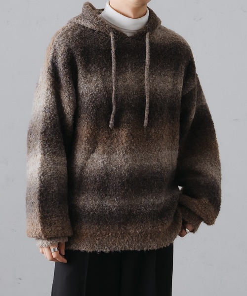 epnok（エプノック）の「グラデーションルーズニットパーカー（ニット/セーター・メンズ・グレー/オレンジ/ブラウン/グリーン・LARGE/MEDIUM/SMALL）」の6枚目の写真