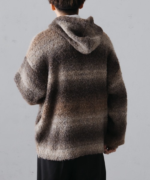 epnok（エプノック）の「グラデーションルーズニットパーカー（ニット/セーター・メンズ・グレー/オレンジ/ブラウン/グリーン・LARGE/MEDIUM/SMALL）」の8枚目の写真