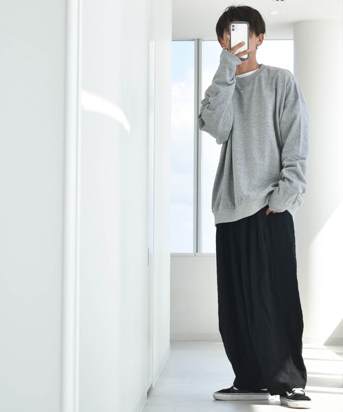 Anytime Songs（エニータイムソングス）の「裏起毛ルーズフィットクルーネック（スウェット・メンズ・ネイビー/杢グレー/アッシュ/グリーン/ブラック/オフホワイト・MEDIUM/X-LARGE/LARGE）」の11枚目の写真