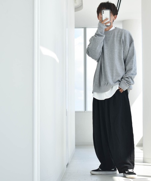 Anytime Songs（エニータイムソングス）の「裏起毛ルーズフィットクルーネック（スウェット・メンズ・ネイビー/杢グレー/アッシュ/グリーン/ブラック/オフホワイト・MEDIUM/X-LARGE/LARGE）」の22枚目の写真