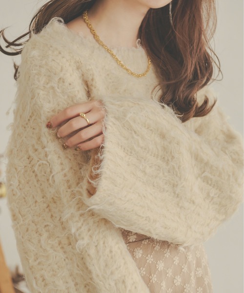 Ambre Neige(アンブルネージュ)の「メランジシャギーフレアニット/【WEB/EC限定商品】(ニット/セーター・レディース・ダークブラウン/ライトグリーン/アイボリー/ライトブラウン・FREE)」の3枚目の写真