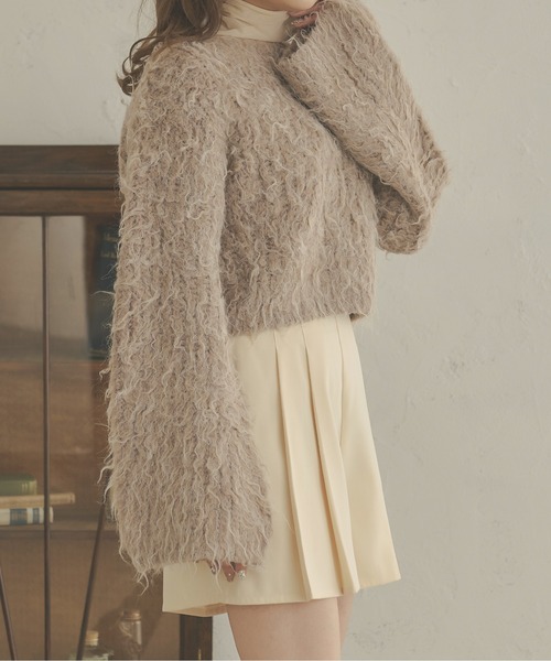 Ambre Neige(アンブルネージュ)の「メランジシャギーフレアニット/【WEB/EC限定商品】(ニット/セーター・レディース・ダークブラウン/ライトグリーン/アイボリー/ライトブラウン・FREE)」の2枚目の写真