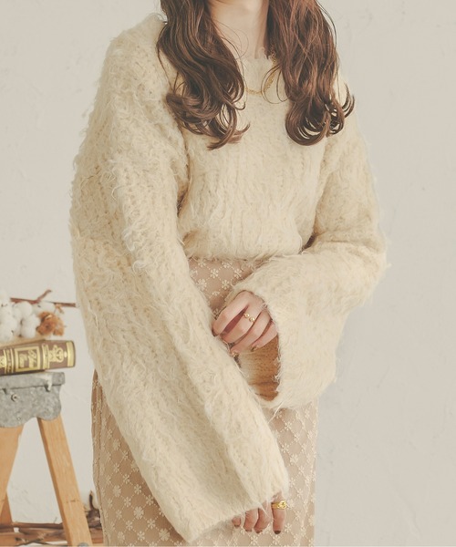 Ambre Neige(アンブルネージュ)の「メランジシャギーフレアニット/【WEB/EC限定商品】(ニット/セーター・レディース・ダークブラウン/ライトグリーン/アイボリー/ライトブラウン・FREE)」の8枚目の写真