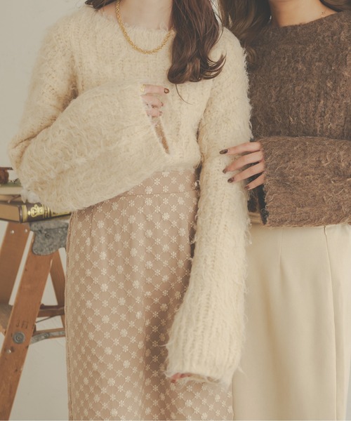 Ambre Neige(アンブルネージュ)の「メランジシャギーフレアニット/【WEB/EC限定商品】(ニット/セーター・レディース・ダークブラウン/ライトグリーン/アイボリー/ライトブラウン・FREE)」の5枚目の写真