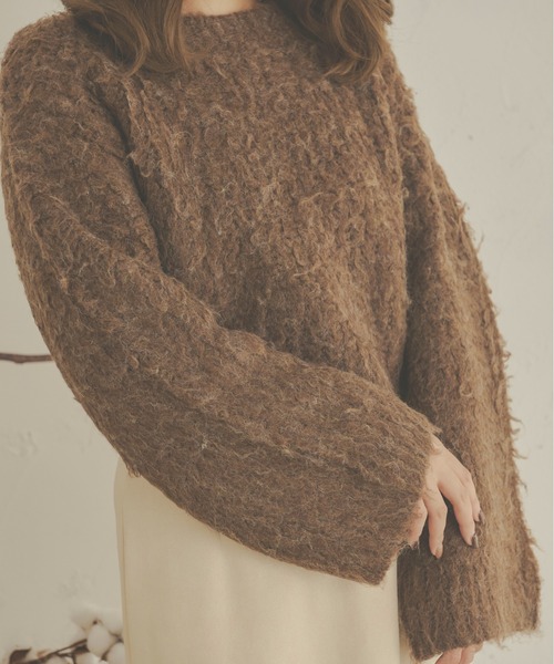 Ambre Neige(アンブルネージュ)の「メランジシャギーフレアニット/【WEB/EC限定商品】(ニット/セーター・レディース・ダークブラウン/ライトグリーン/アイボリー/ライトブラウン・FREE)」の12枚目の写真