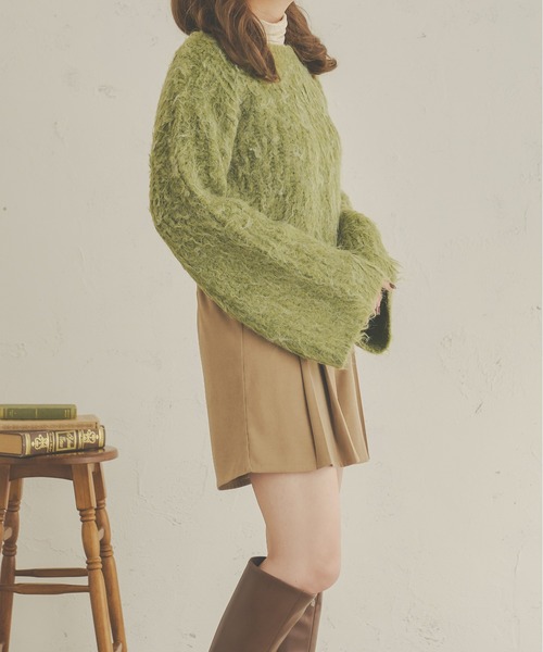 Ambre Neige(アンブルネージュ)の「メランジシャギーフレアニット/【WEB/EC限定商品】(ニット/セーター・レディース・ダークブラウン/ライトグリーン/アイボリー/ライトブラウン・FREE)」の16枚目の写真