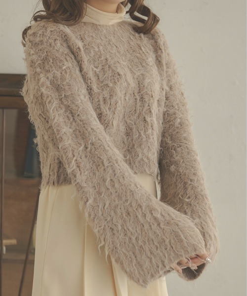 Ambre Neige(アンブルネージュ)の「メランジシャギーフレアニット/【WEB/EC限定商品】(ニット/セーター・レディース・ダークブラウン/ライトグリーン/アイボリー/ライトブラウン・FREE)」の22枚目の写真