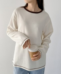 CLEA | 配色カラーステッチワッフルオーバーカットソー(Tシャツ/カットソー)
