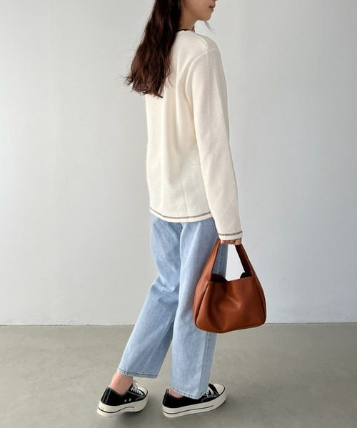 CLEA(クレア)の「配色カラーステッチワッフルオーバーカットソー(Tシャツ/カットソー・レディース・アイボリー/ブラック/ホワイト/カーキ・FREE)」の21枚目の写真