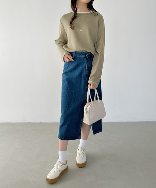 CLEA(クレア)の「配色カラーステッチワッフルオーバーカットソー(Tシャツ/カットソー・レディース・アイボリー/ブラック/ホワイト/カーキ・FREE)」の6枚目の写真
