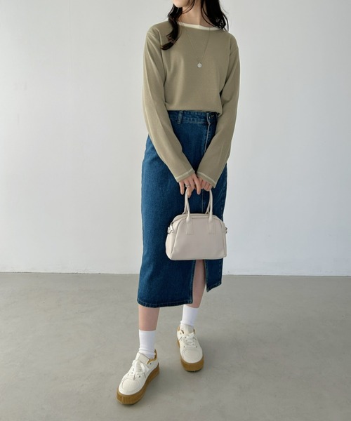 CLEA(クレア)の「配色カラーステッチワッフルオーバーカットソー(Tシャツ/カットソー・レディース・アイボリー/ブラック/ホワイト/カーキ・FREE)」の5枚目の写真