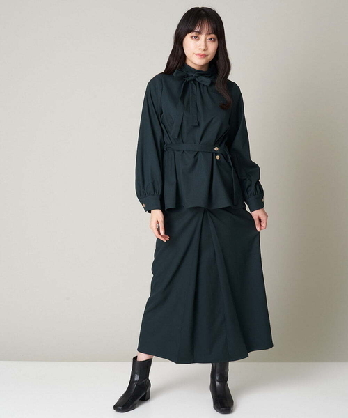 A de a.v.v（アードアー・ヴェ・ヴェ）の「［SET UP対応］センターボックスタックナロースカート（スカート・レディース・グリーン/ブラック・36/38）」の3枚目の写真