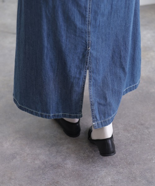 ElegChic(エレグシック)の「デニムサロペット スカート (スカート・レディース・ブルー/ワンウォッシュ・L/XL/XXL/4L/M)」の3枚目の写真