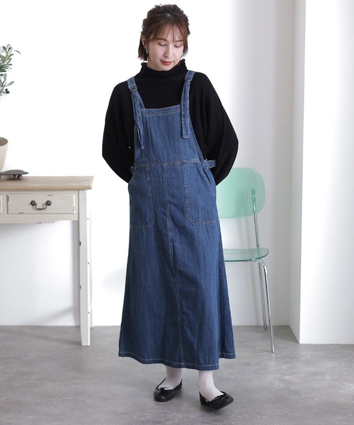ElegChic(エレグシック)の「デニムサロペット スカート (スカート・レディース・ブルー/ワンウォッシュ・L/XL/XXL/4L/M)」の4枚目の写真