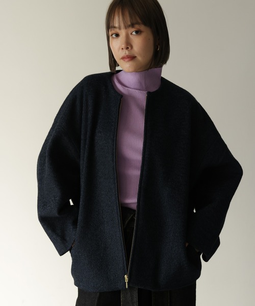 HERENCIA（ヘレンチア）の「ノーカラー ミドル丈 コクーン ジャケット 