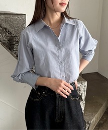 EPIMI E'PIMMY | 配色ステッチクロップドシャツ(シャツ/ブラウス)