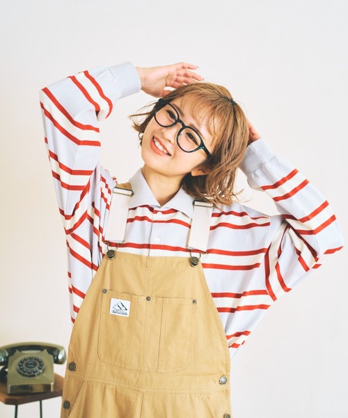 nemne store(ネンネストア)の「【低身長用サイズあり】ぽてとかっぷる かりん・ckarryコラボ/ワイドボーダーポロシャツ(ポロシャツ・レディース・ベージュ/グリーン/グレー・SMALL/MEDIUM)」の13枚目の写真