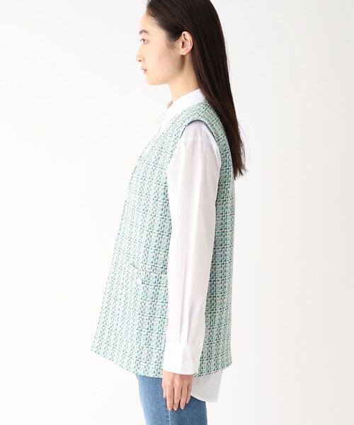 OPAQUE.CLIP(オペークドットクリップ)の「◆MIXツイードベスト(ベスト・レディース・アイボリー系3/ブルー系8・40/38)」の9枚目の写真