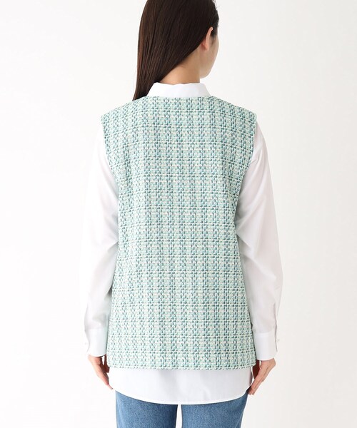 OPAQUE.CLIP(オペークドットクリップ)の「◆MIXツイードベスト(ベスト・レディース・アイボリー系3/ブルー系8・40/38)」の5枚目の写真