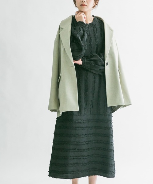 KBF（ケイビーエフ）の「フリンジジャガードワンピース（ワンピース・レディース・アイボリー/ブラック・ONE）」の4枚目の写真