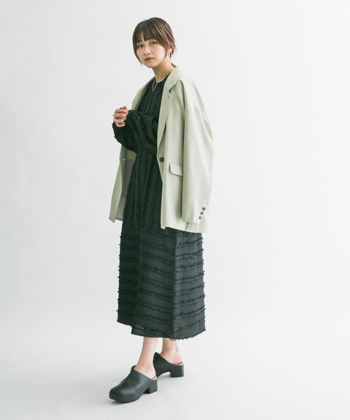 KBF（ケイビーエフ）の「フリンジジャガードワンピース（ワンピース・レディース・アイボリー/ブラック・ONE）」の6枚目の写真