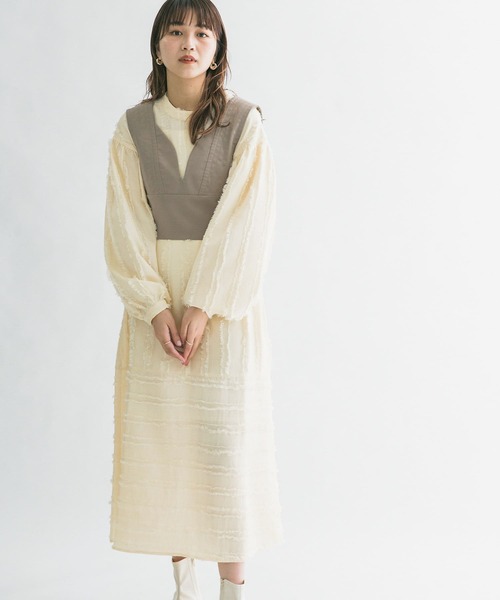 KBF（ケイビーエフ）の「フリンジジャガードワンピース（ワンピース・レディース・アイボリー/ブラック・ONE）」の15枚目の写真