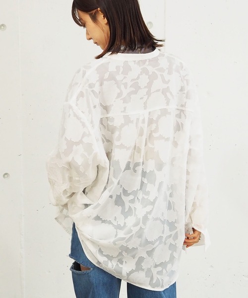 tiptop（ティップトップ）の「シアージャガードバンドカラーシャツ（シャツ/ブラウス・レディース・ダークグレー/グリーン/アイボリー/ブラック/オフホワイト・FREE）」の20枚目の写真