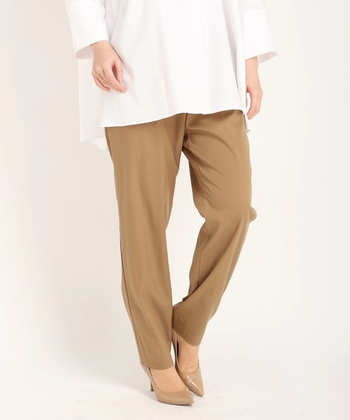 STRAWBERRY-FIELDS（ストロベリーフィールズ）の「サスティナドライ　パンツ（スラックス・レディース・グリーン/オフホワイト/ネイビー/ピンク/ブラック/ブルー/キャメル・1/2）」の6枚目の写真