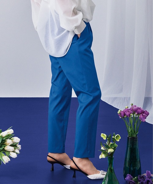 STRAWBERRY-FIELDS（ストロベリーフィールズ）の「サスティナドライ　パンツ（スラックス・レディース・グリーン/オフホワイト/ネイビー/ピンク/ブラック/ブルー/キャメル・1/2）」の5枚目の写真