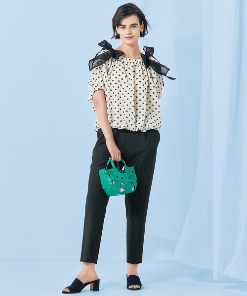 STRAWBERRY-FIELDS（ストロベリーフィールズ）の「サスティナドライ　パンツ（スラックス・レディース・グリーン/オフホワイト/ネイビー/ピンク/ブラック/ブルー/キャメル・1/2）」の17枚目の写真