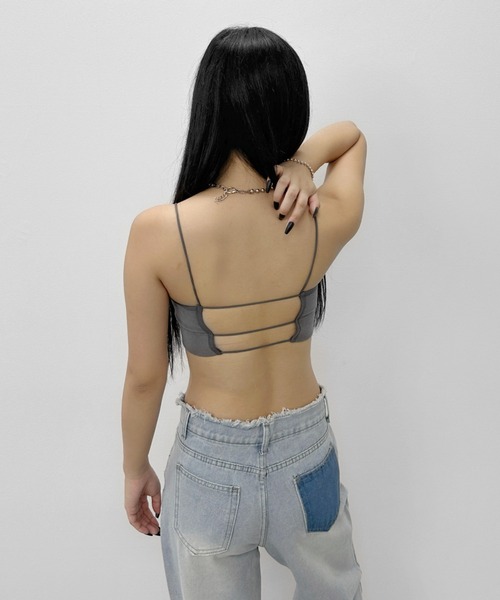 LVEU.】バックデザインカップ付きキャミソール（ブラトップ