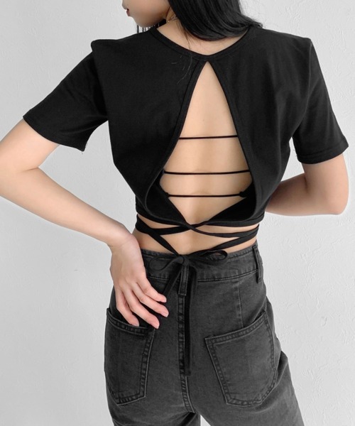 LVEU.(ラブユ.)の「【LVEU.】バックデザインカップ付きキャミソール(ブラトップ) / トップス インナー ブラトップ キャミソール カップ付 パット リブ ニット デザインブラ ブラック(キャミソール・レディース・ブラック/ホワイト/グレー・FREE)」の15枚目の写真